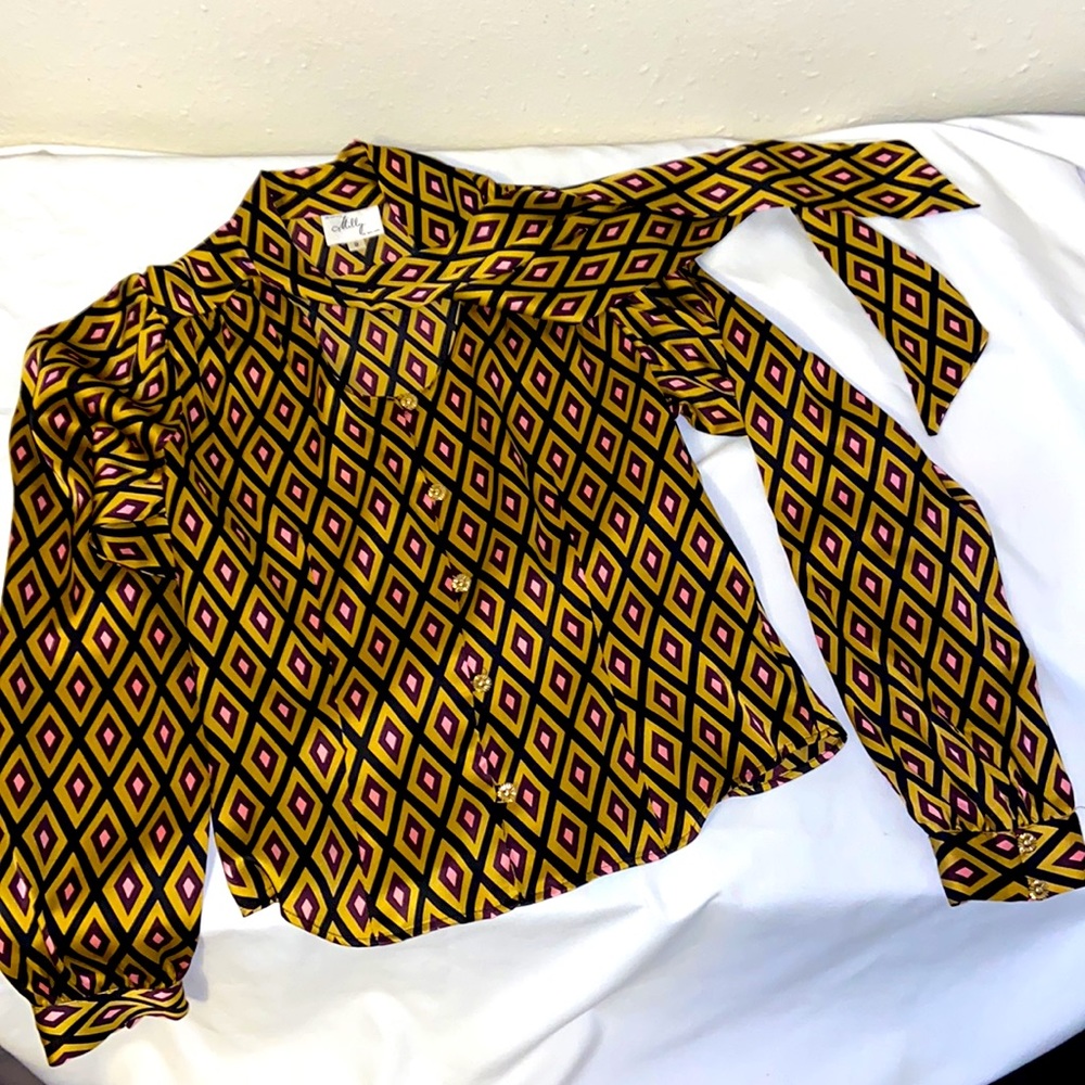 An original Milly of New York silk retro blouse